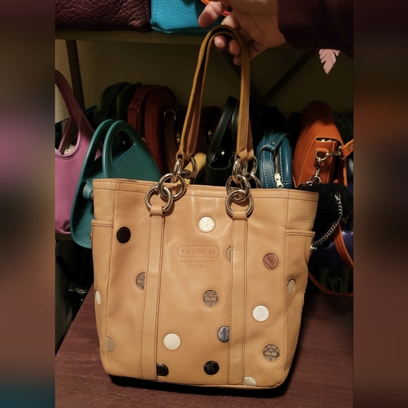 Coach Limited Edition Polka Dot Hampton Lunch Gallery Leather Tote Leather - Picture 1 of 13